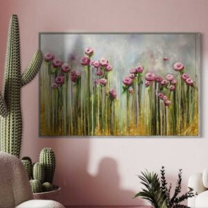 Tableau Abstrait Rose hanging