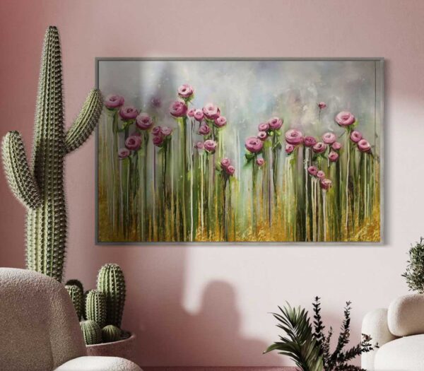 Tableau Abstrait Rose hanging
