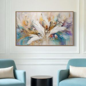 Tableau Abstrait Rainbow feathers