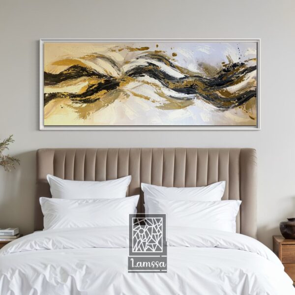 Tableau abstrait Waves Black & White – Image 2