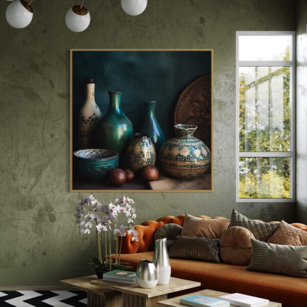 Tableau Abstrait Poterie Vert bleu – Image 4