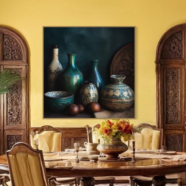 Tableau Abstrait Poterie Vert bleu – Image 3