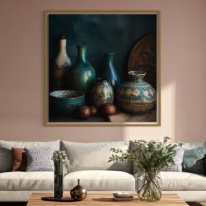 Tableau Abstrait Poterie Vert bleu