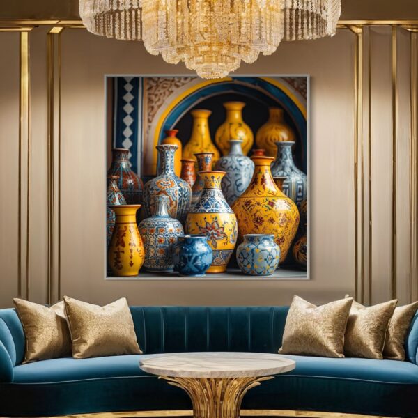 Tableau Abstrait poterie jaune bleu – Image 5